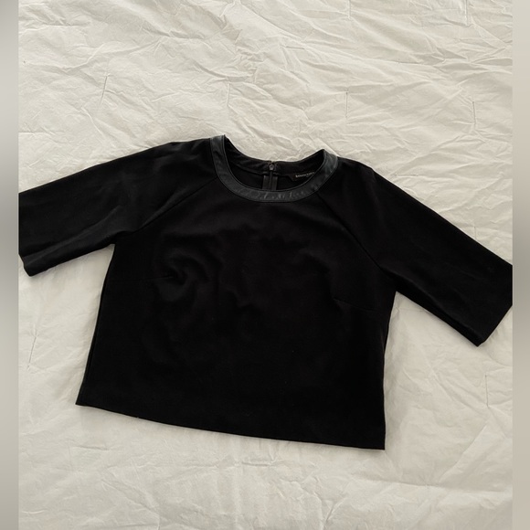 Black leather collar shirt - Picture 1 of 3